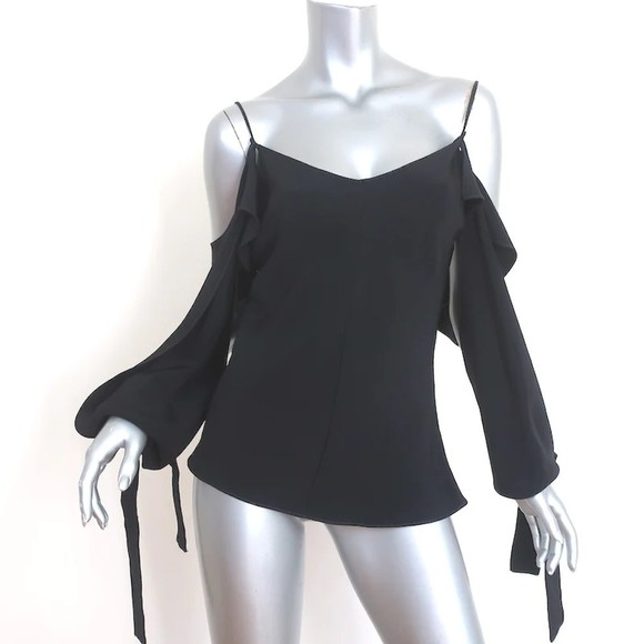 Juan Carlos Obando Amalfi Cutout Blouse Black Draped Silk Size 2 - Picture 1 of 7
